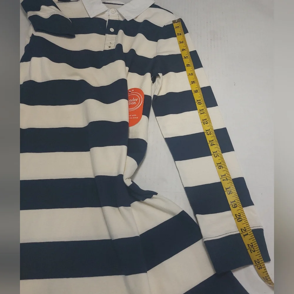 Wonder Nation Girls Navy Blue and White Striped Longsleeve Size XL 14/16 - Picture 6 of 13